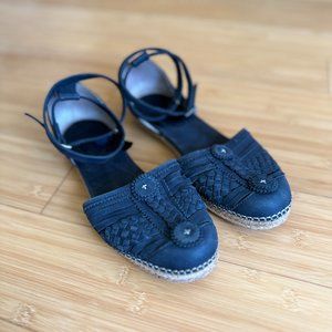 Antik Batik Klara Woven Leather Espadrille in Indigo size 37